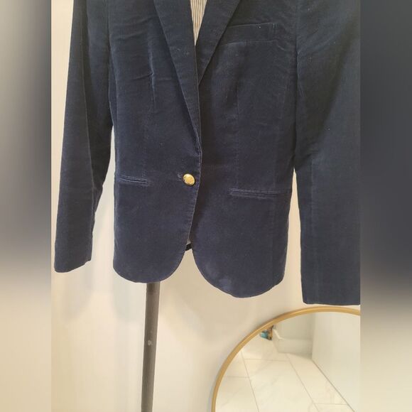 J. Crew Campbell Corduroy Blazer Jacket Navy Blue Size 0 - Picture 4 of 7